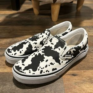 Vans Cowprint Slip Ons 7M/8.5W